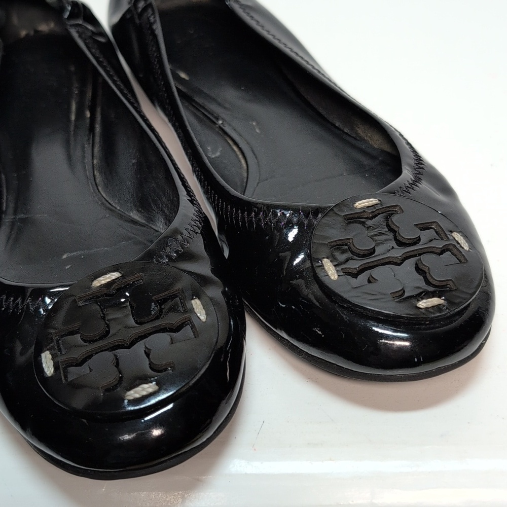 Tory Burch Minnie slip on leather glossy ballerina flats woman's size 7 - Picture 10 of 16